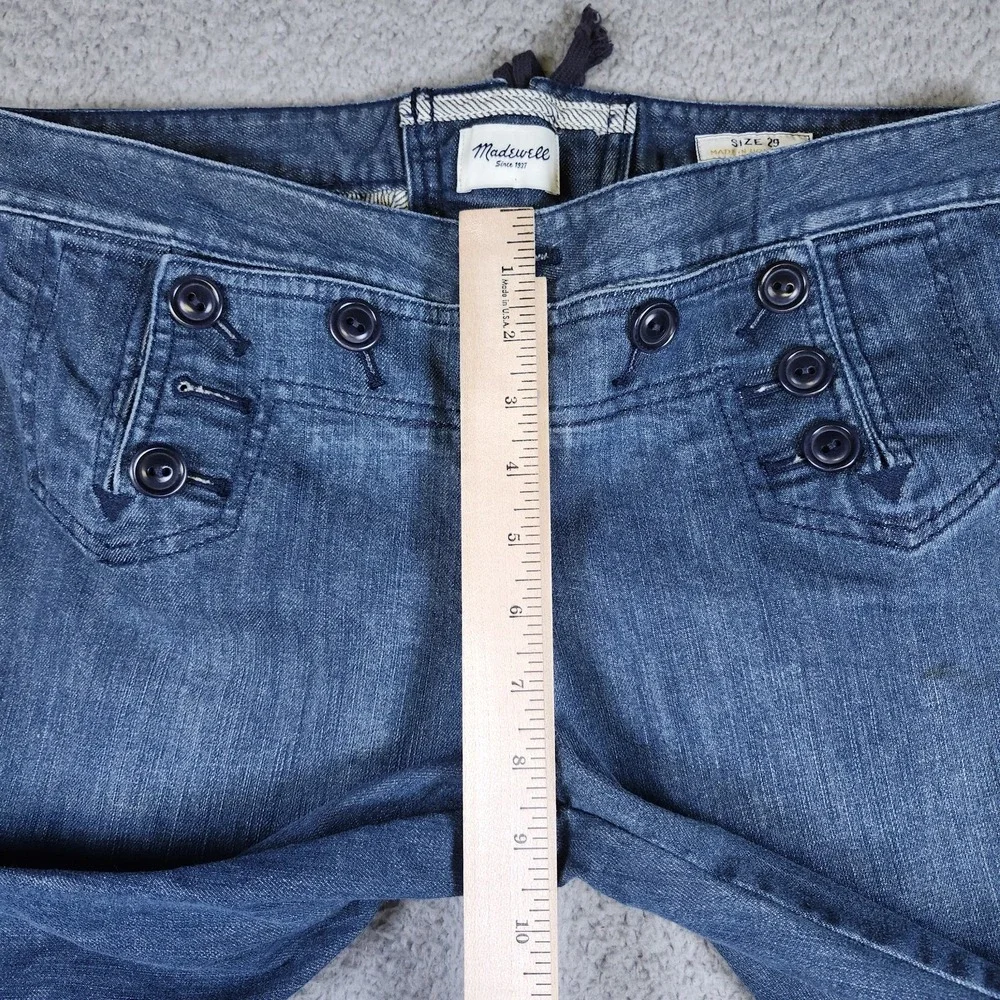 Madewell‎ Women's 29 Sailor Wide Leg Crop Jeans Button Up Pull On